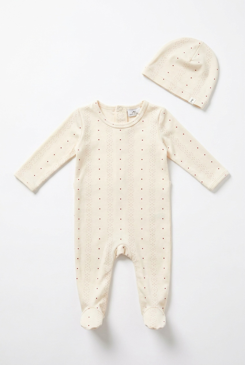 Dot Stripe Footie in Vanilla Pink by Little Fragile