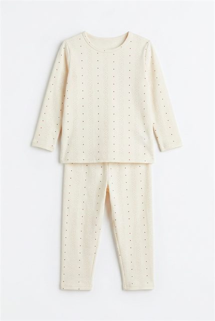 Dot Stripe Long 2-Piece Set in Vanilla Pink by Little Fragile