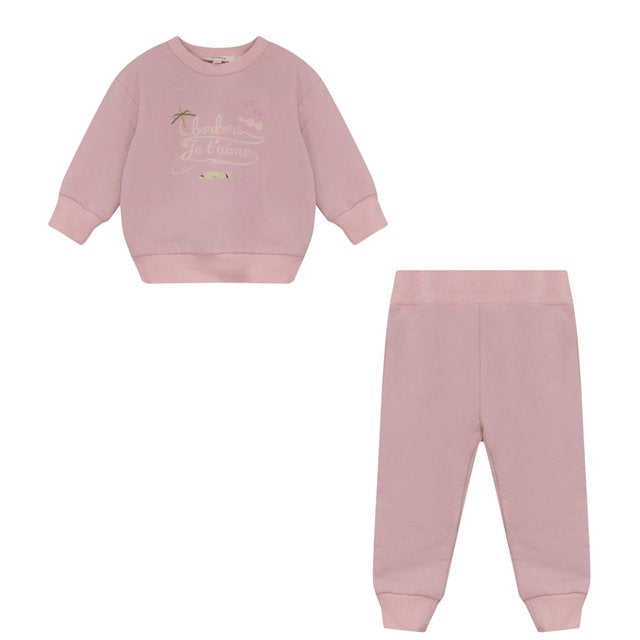 Heart French Fleece 2-Piece Set in Misty Rose by Fragile