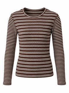 Striped Rib Top in Chocolate by FYI