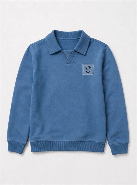 French Terry Rib Collar Sweatshirt in Blue by FYI