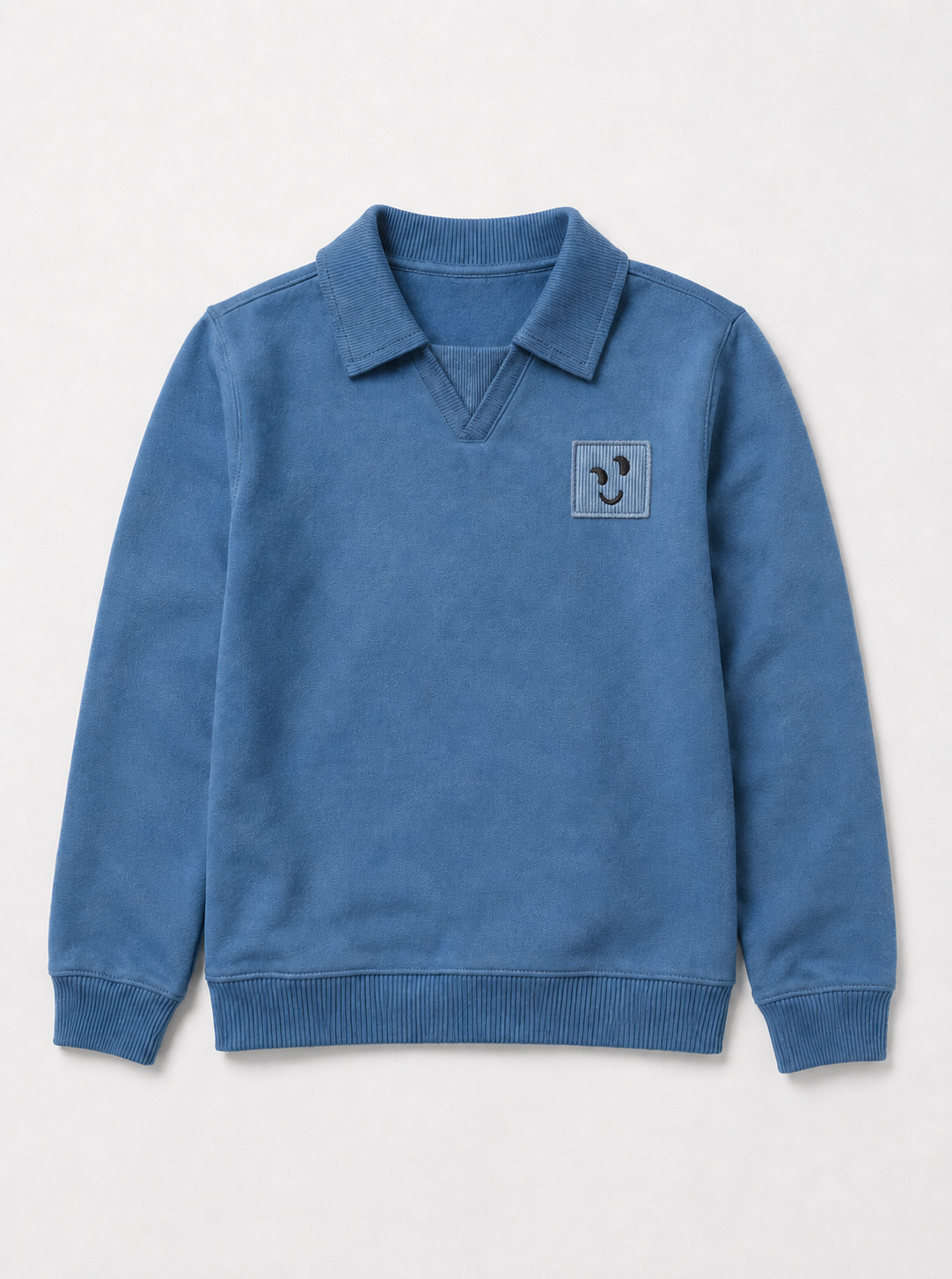 French Terry Rib Collar Sweatshirt in Blue by FYI