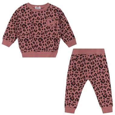 Leopard French Terry 2-Piece Set in Rose by FYI