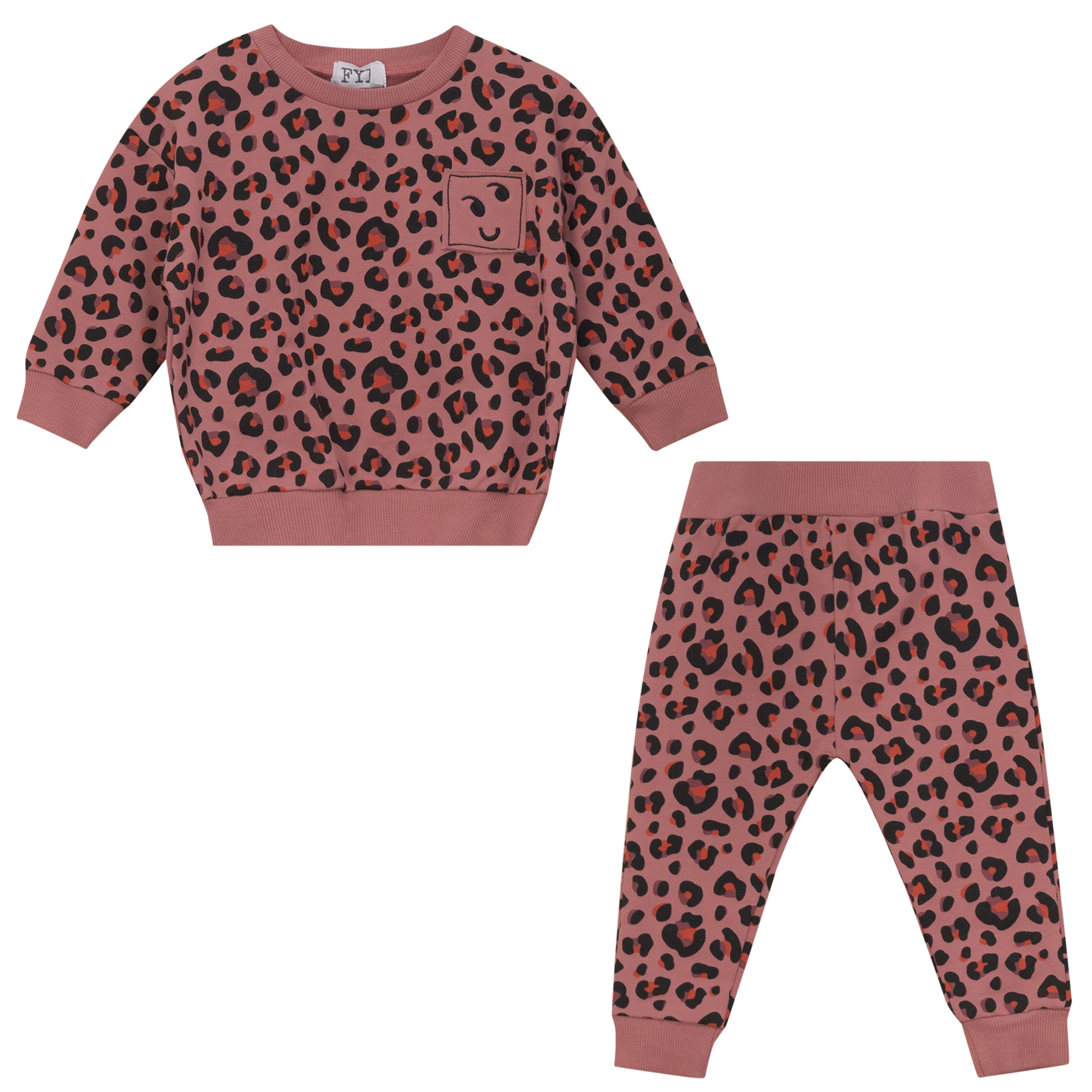 Leopard French Terry 2-Piece Set in Rose by FYI
