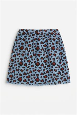 Corduroy Leopard Printed Wrap Skirt