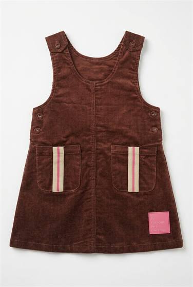 Corduroy A-Line Jumper Dress in Burgundy by FYI
