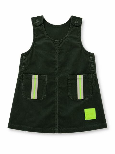 Corduroy A-Line Jumper Dress in Olive by FYI