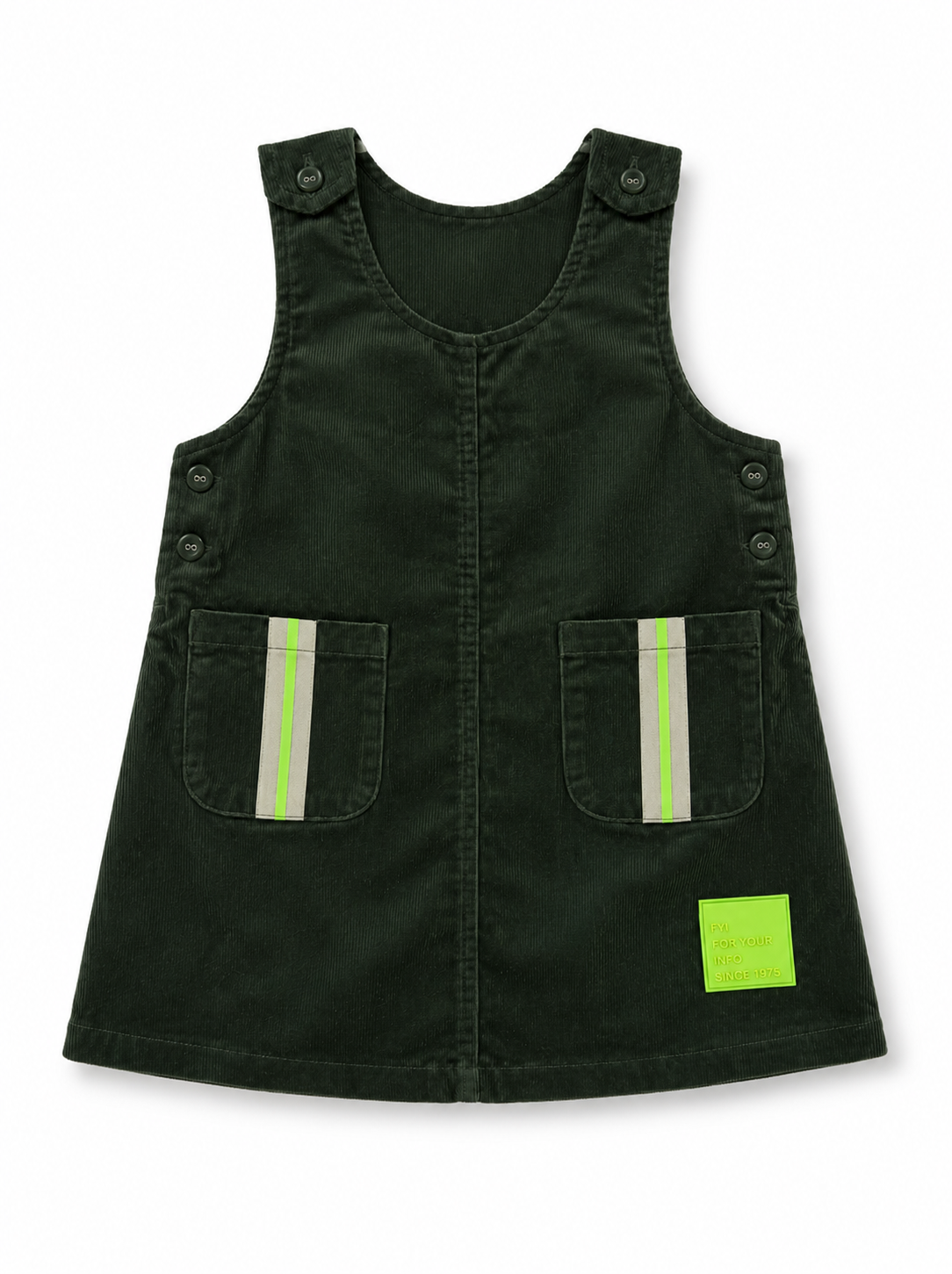 Corduroy A-Line Jumper Dress in Olive by FYI