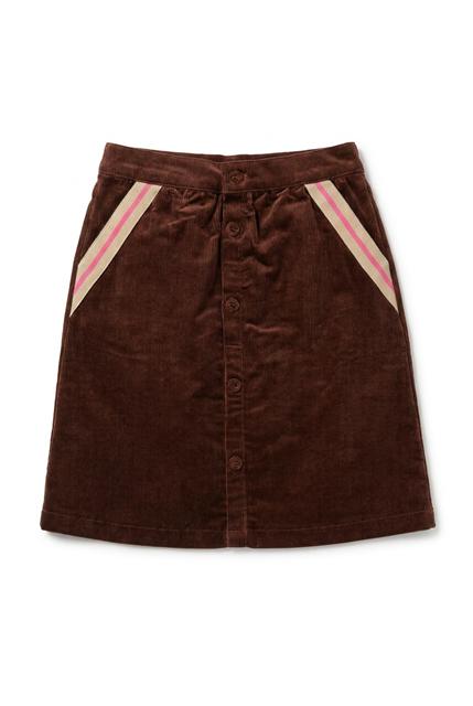 Corduroy Button-Front Skirt in Burgundy by FYI