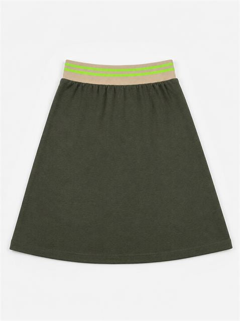 Pull-On French Terry Skirt in Olive by FYI