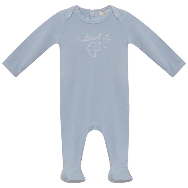 Loved Embroidered Footie in Blue by Fragile