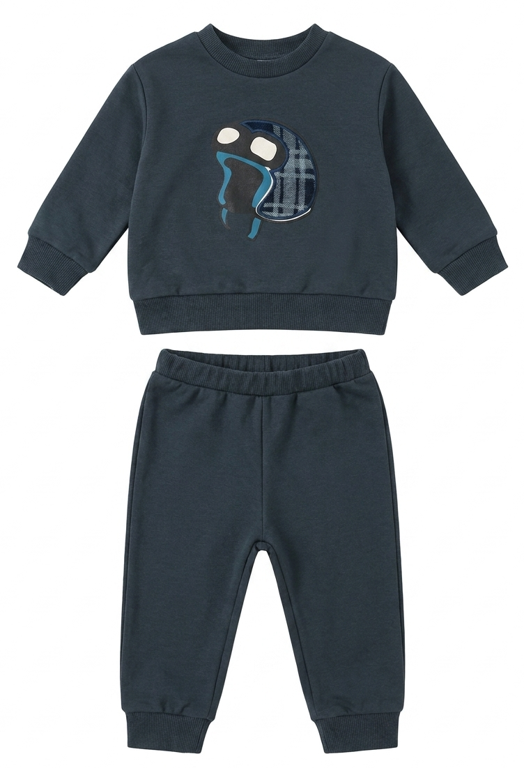 French Fleece 2-Piece Set in Dark Denim by FYI