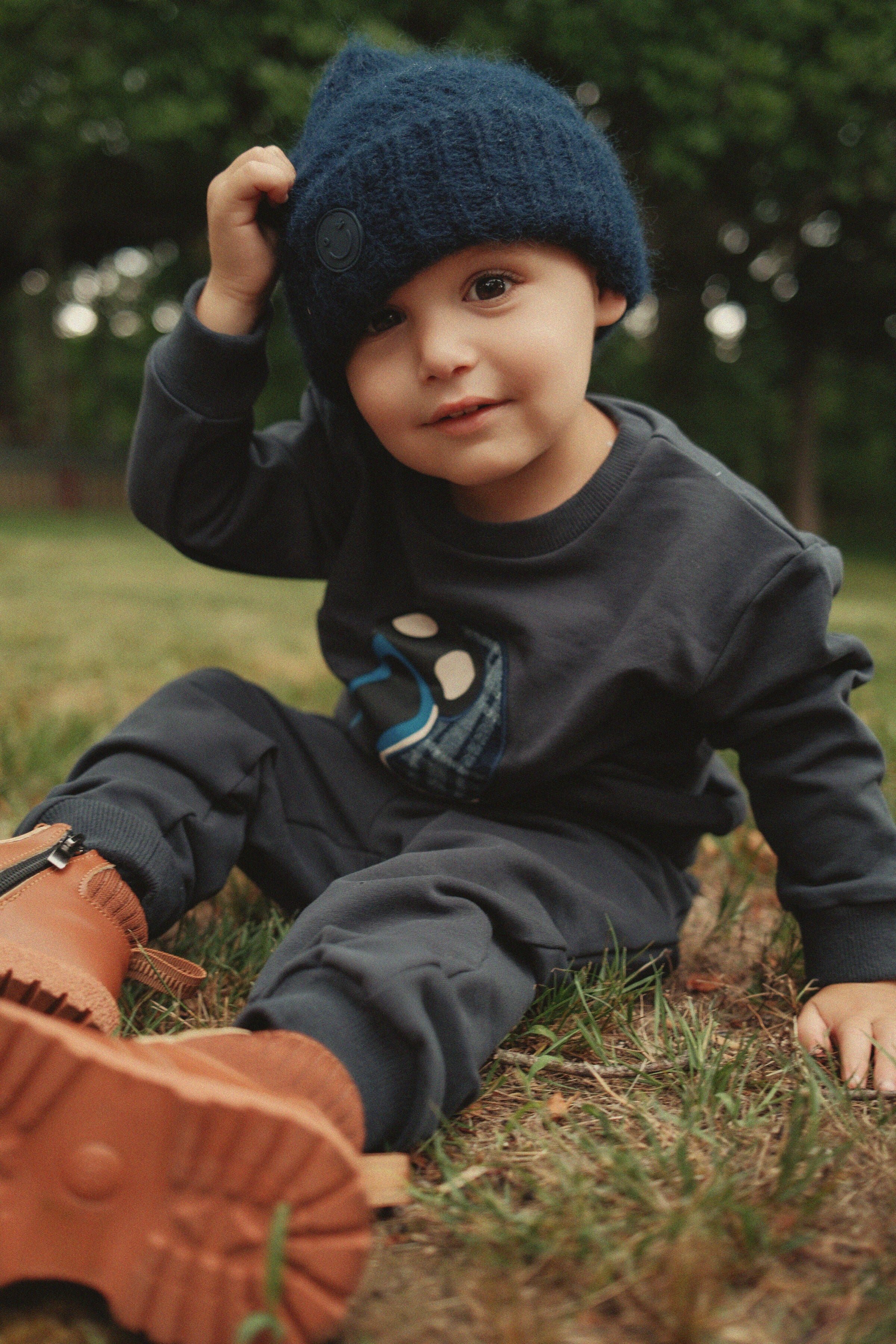 French Fleece 2-Piece Set in Dark Denim by FYI
