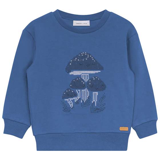 Mushroom Cross Stitch Sweatshirt in Denim by Charlotte & George