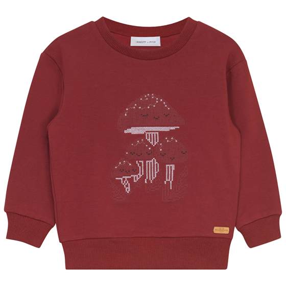 Mushroom Cross Stitch Sweatshirt in Wine by Charlotte & George