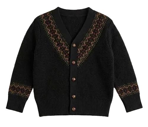 Textured Knit Cardigan in Black by Charlotte & George