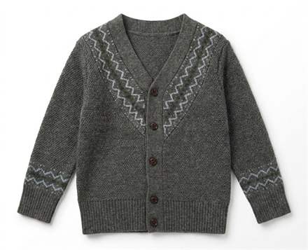 Textured Knit Cardigan in Medium Grey Mix by Charlotte & George