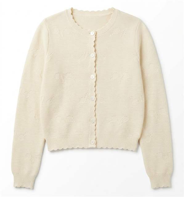 Cherry Textured Knit Cardigan in Cream by Charlotte & George