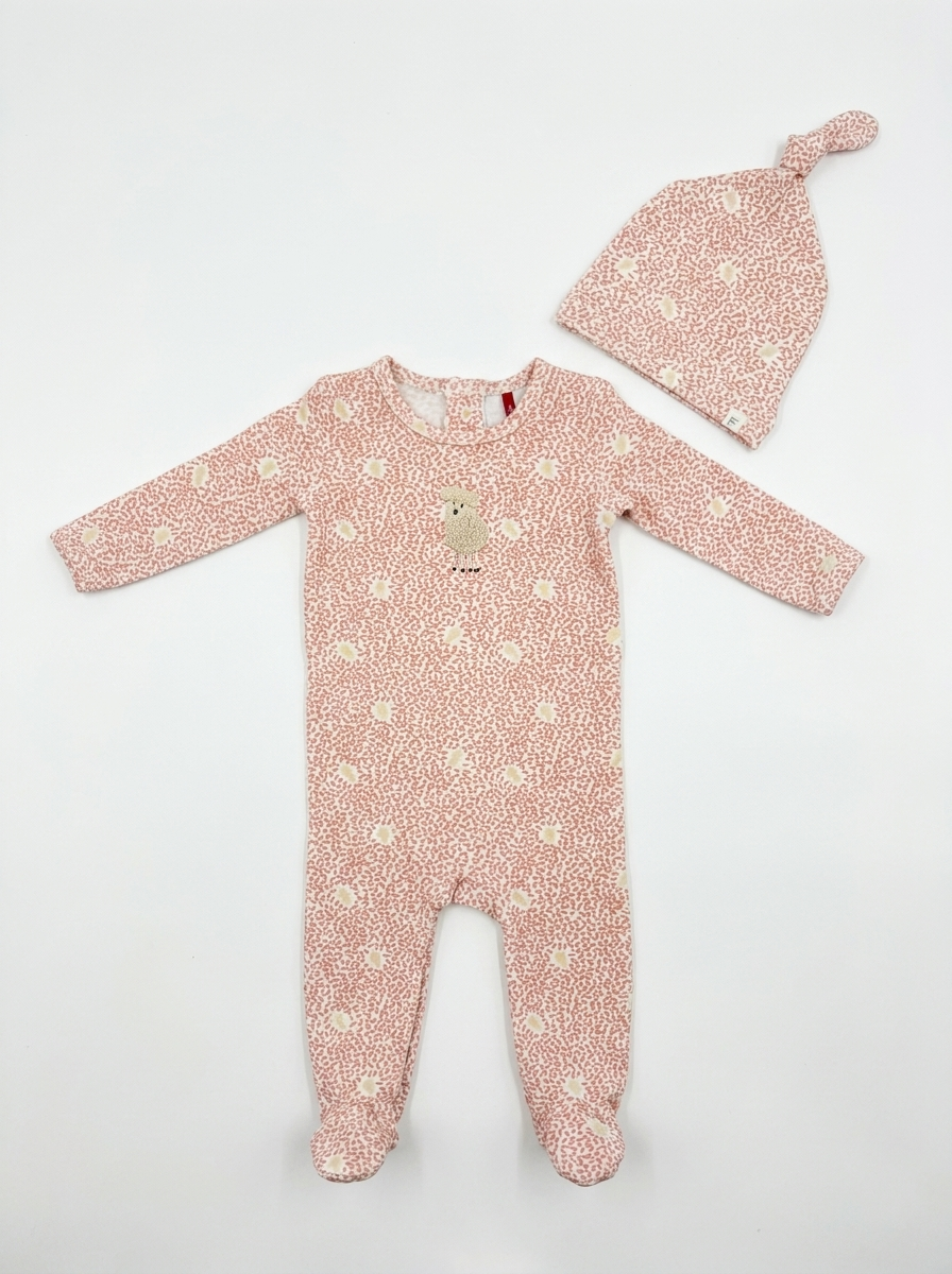 Leaves & Sheep Print Footie in by Fragile Red Stripe