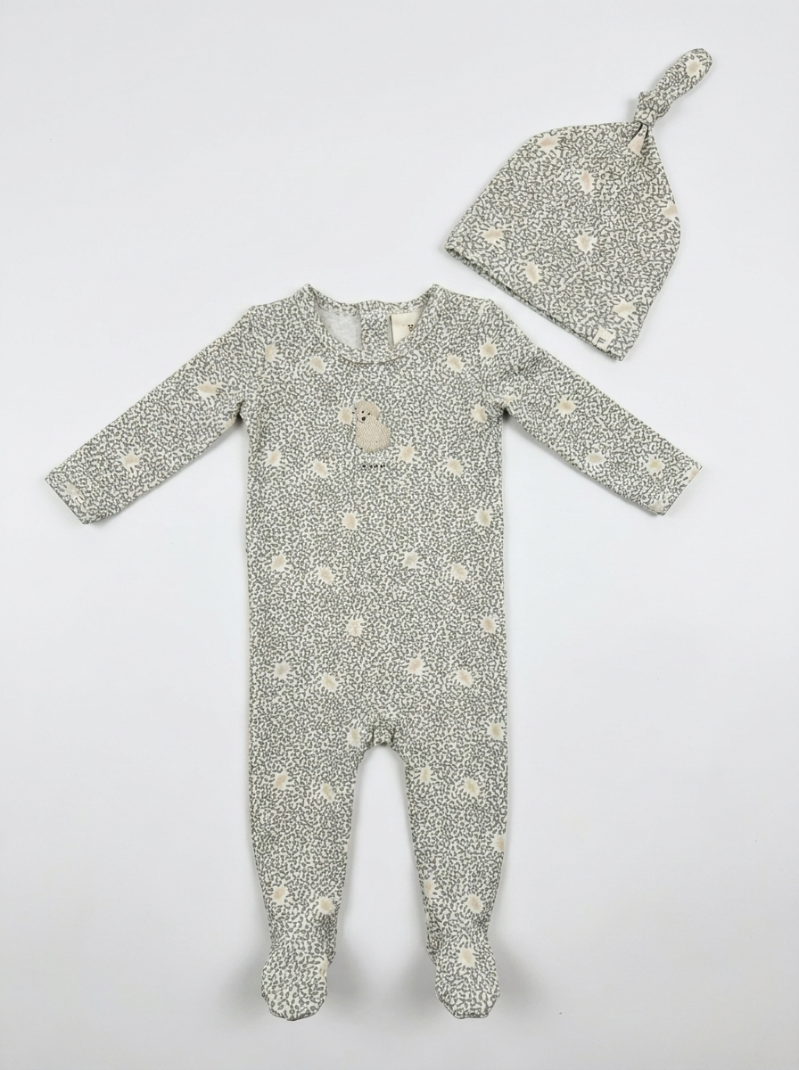 Leaves & Sheep Print Footie in by Fragile Red Stripe
