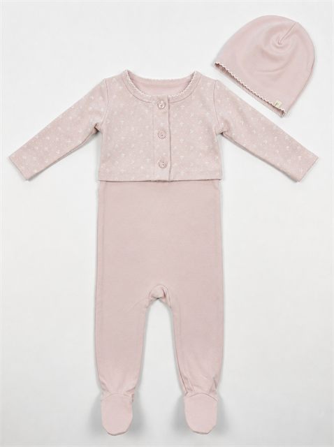 Footie, Cardigan & Hat Set in Primrose by Fragile