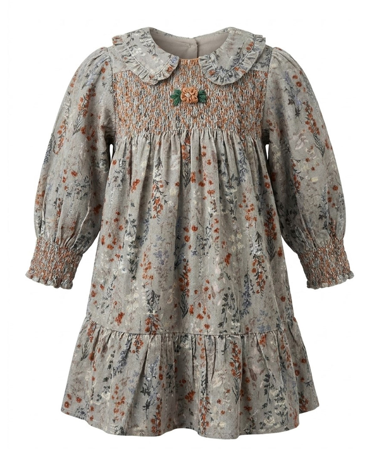 Floral Smocked Corduroy Dress