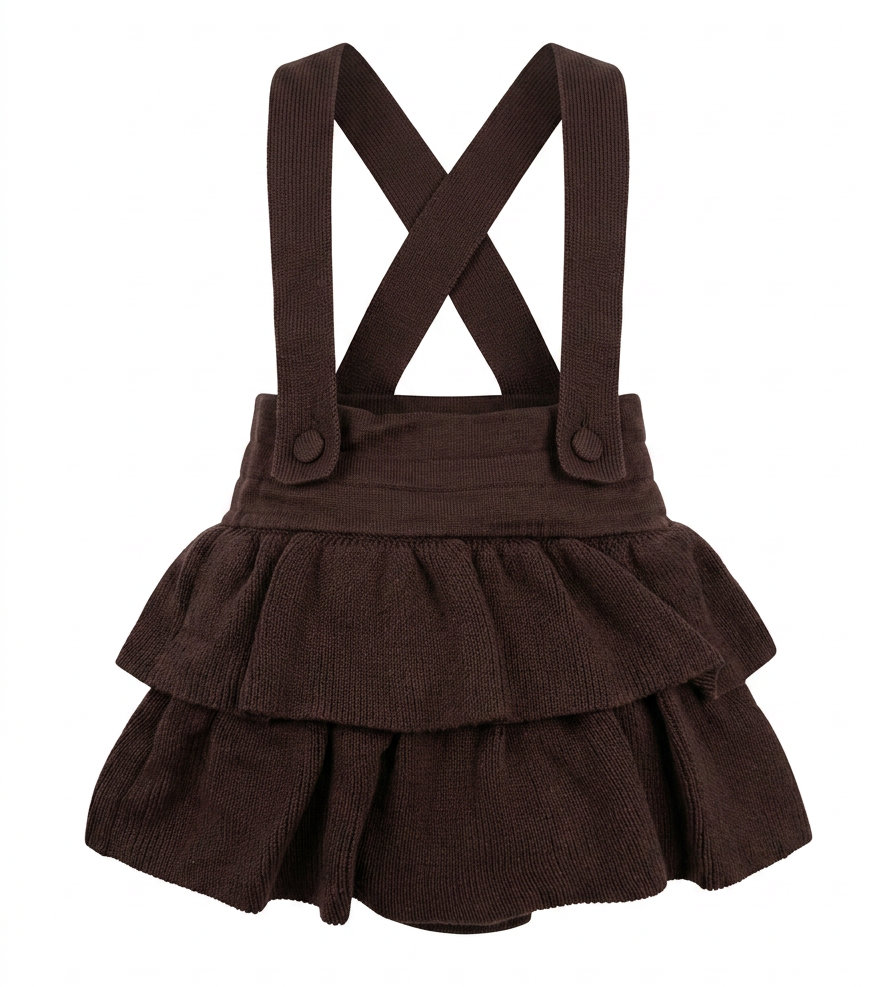 Knit Ruffle Overall in Wine by Charlotte & George
