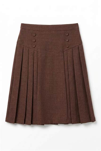 Pleated Button Skirt