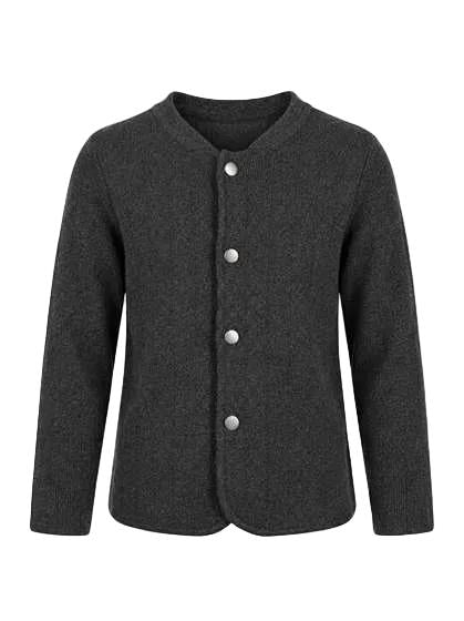 Striped Knit Button Cardigan in Charcoal Mix by Clô