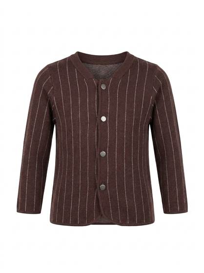 Striped Knit Button Cardigan in Chocolate by Clô
