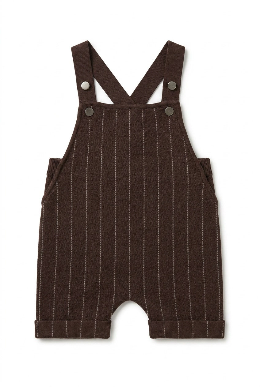 Striped Knit Short Overall in Chocolate by Clô