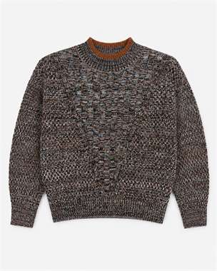 Mixed Knit Mock Neck Top in Cognac Mix by Clô
