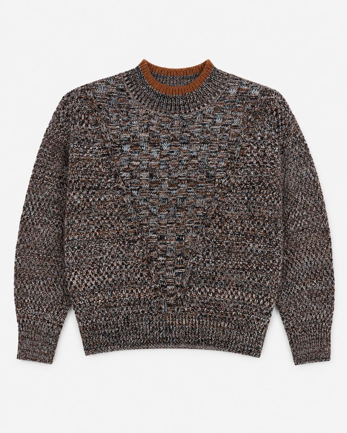 Mixed Knit Mock Neck Top in Cognac Mix by Clô