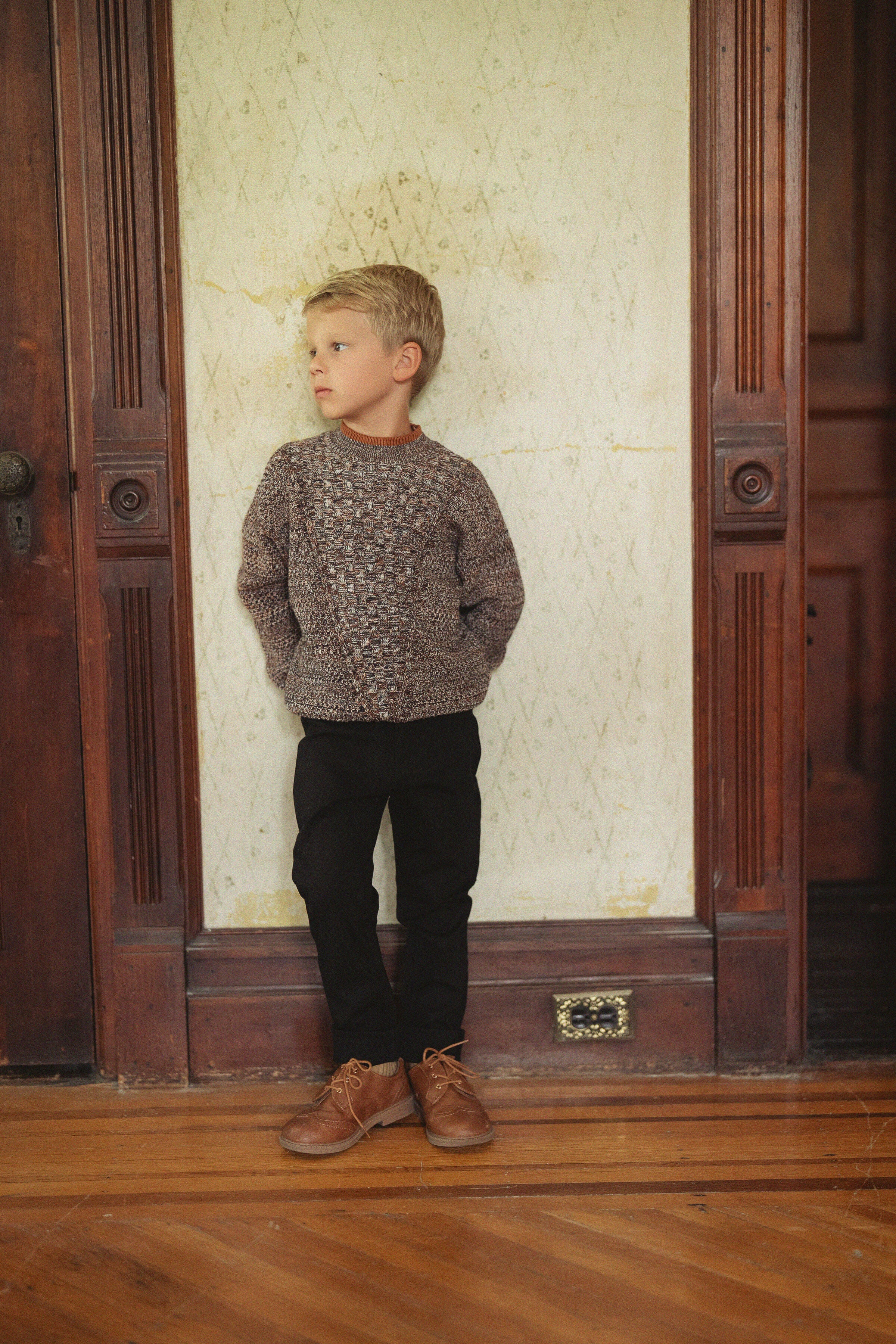 Mixed Knit Mock Neck Top in Cognac Mix by Clô