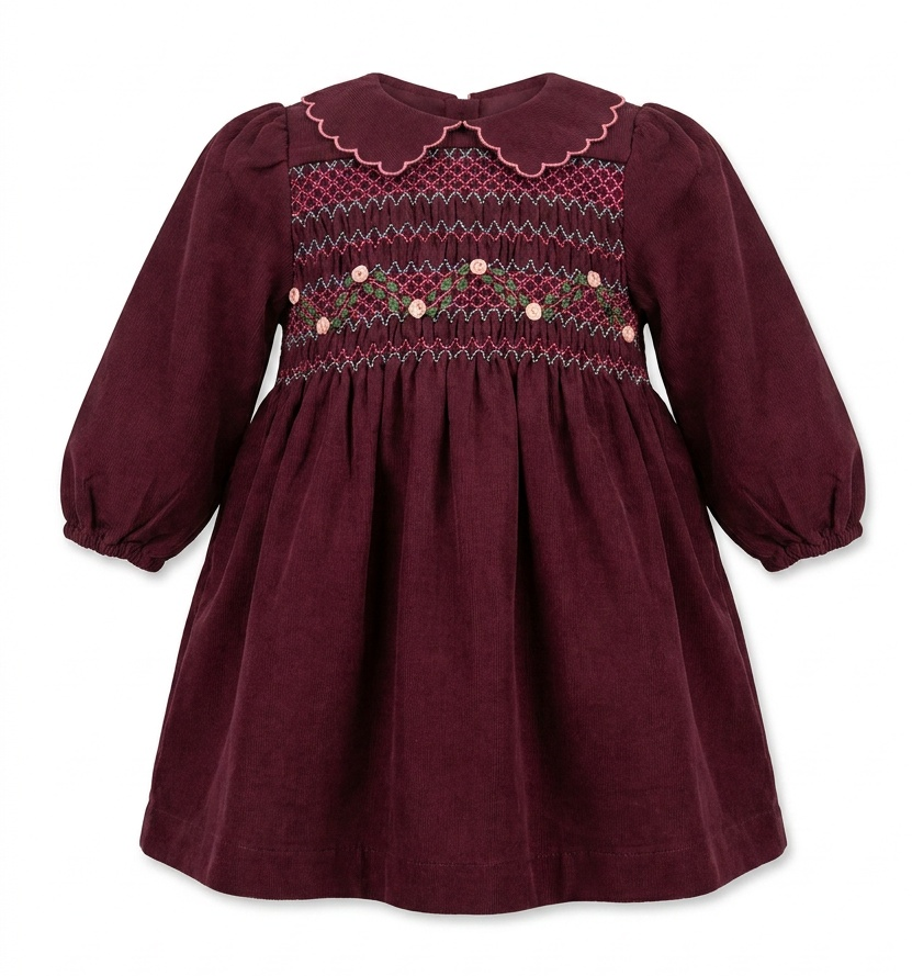 Smocked Embroidered Dress