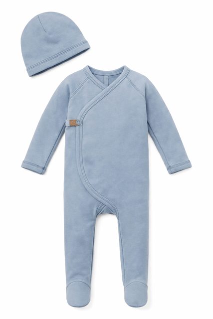French Terry Saddle Stitch Footie in Blue by J'taime +1