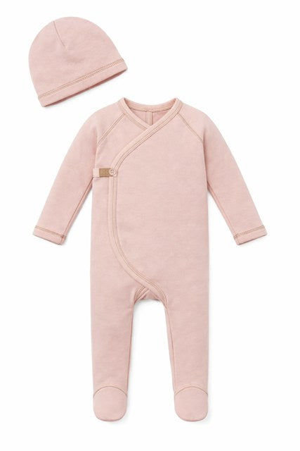 French Terry Saddle Stitch Footie in Soft Pink by J'taime +1