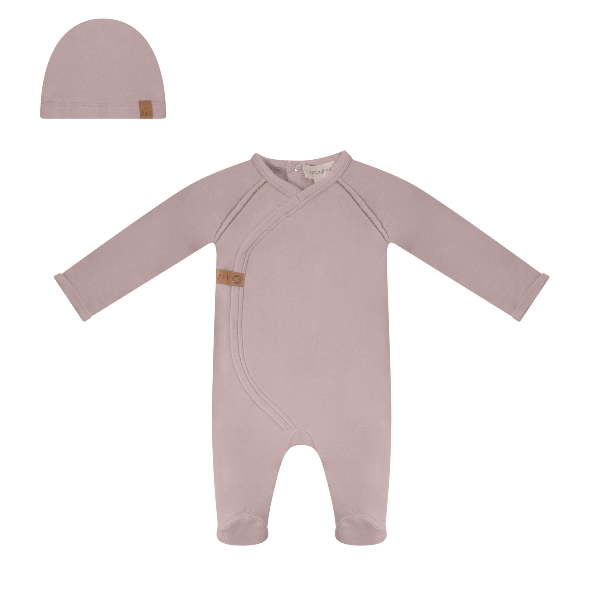 French Terry Saddle Stitch Footie in Soft Pink by J'taime +1