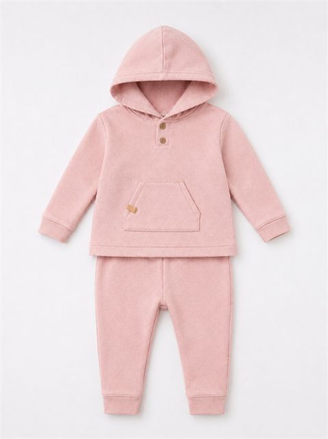 French Terry Hoodie & Jogger Set in Soft Pink by J'taime +1