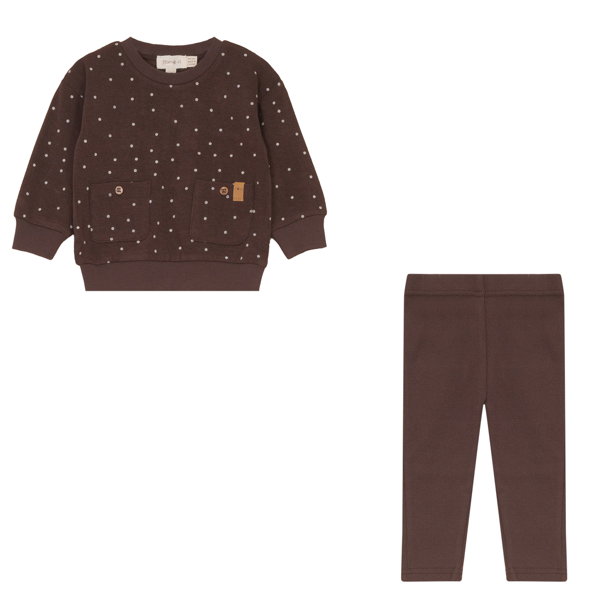 Polka Dot Sweatshirt & Legging Set in Espresso by J'taime +1