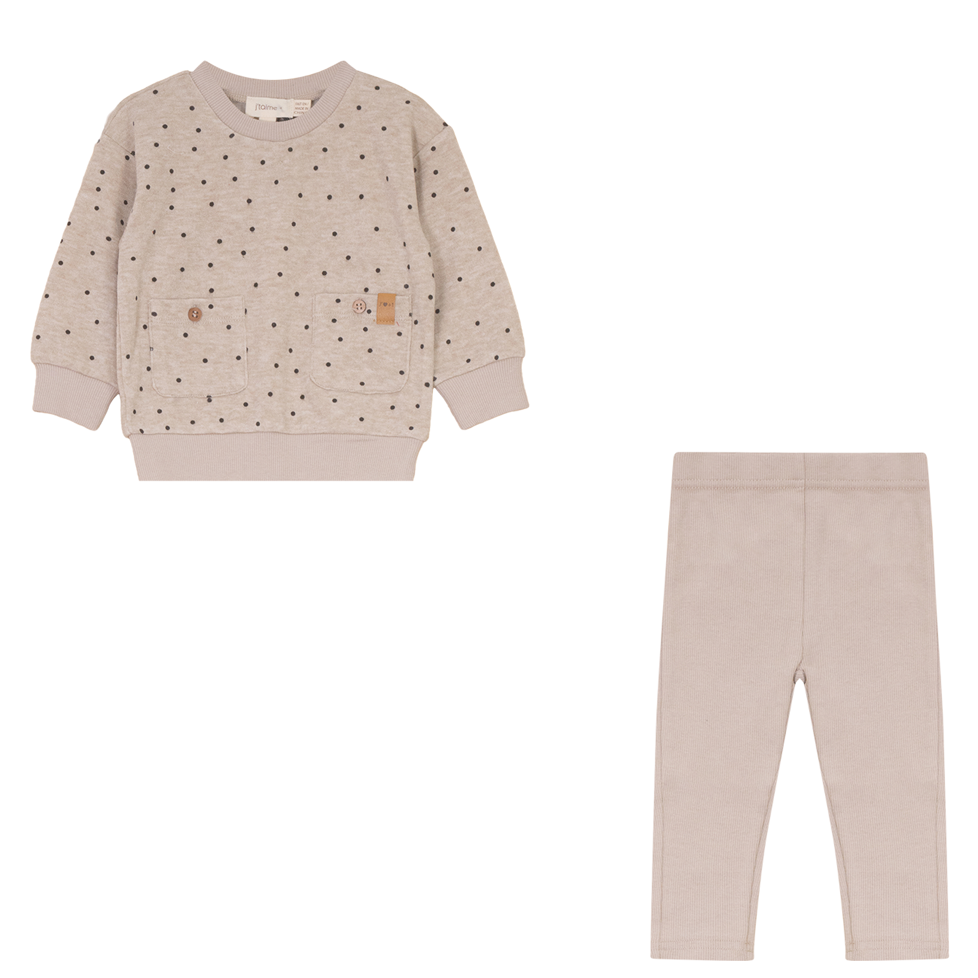 Polka Dot Sweatshirt & Legging Set in Gravel by J'taime +1