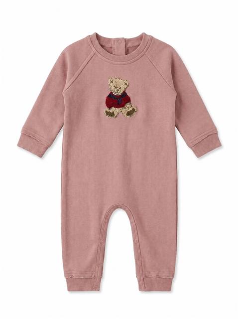 Hook Stitch Bear Romper in Misty Rose by J'taime +1