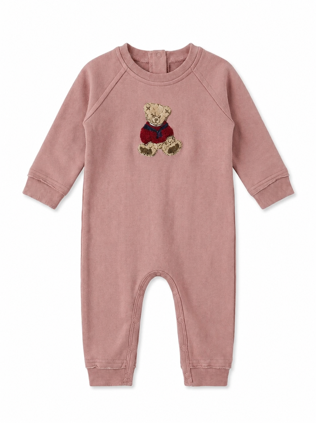 Hook Stitch Bear Romper in Misty Rose by J'taime +1