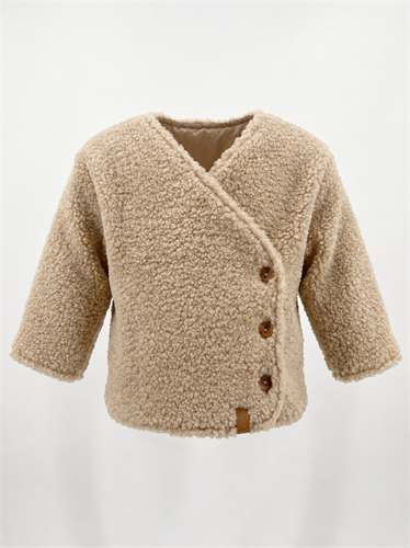 Shearling Faux Fur Cardigan in Gravel by J'taime +1