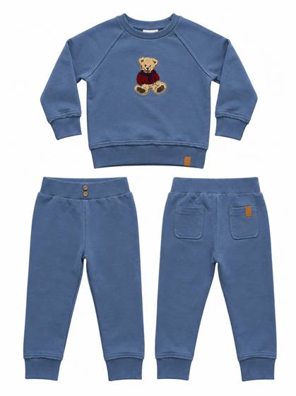 Hook Stitch Bear Sweatshirt & Pant Set