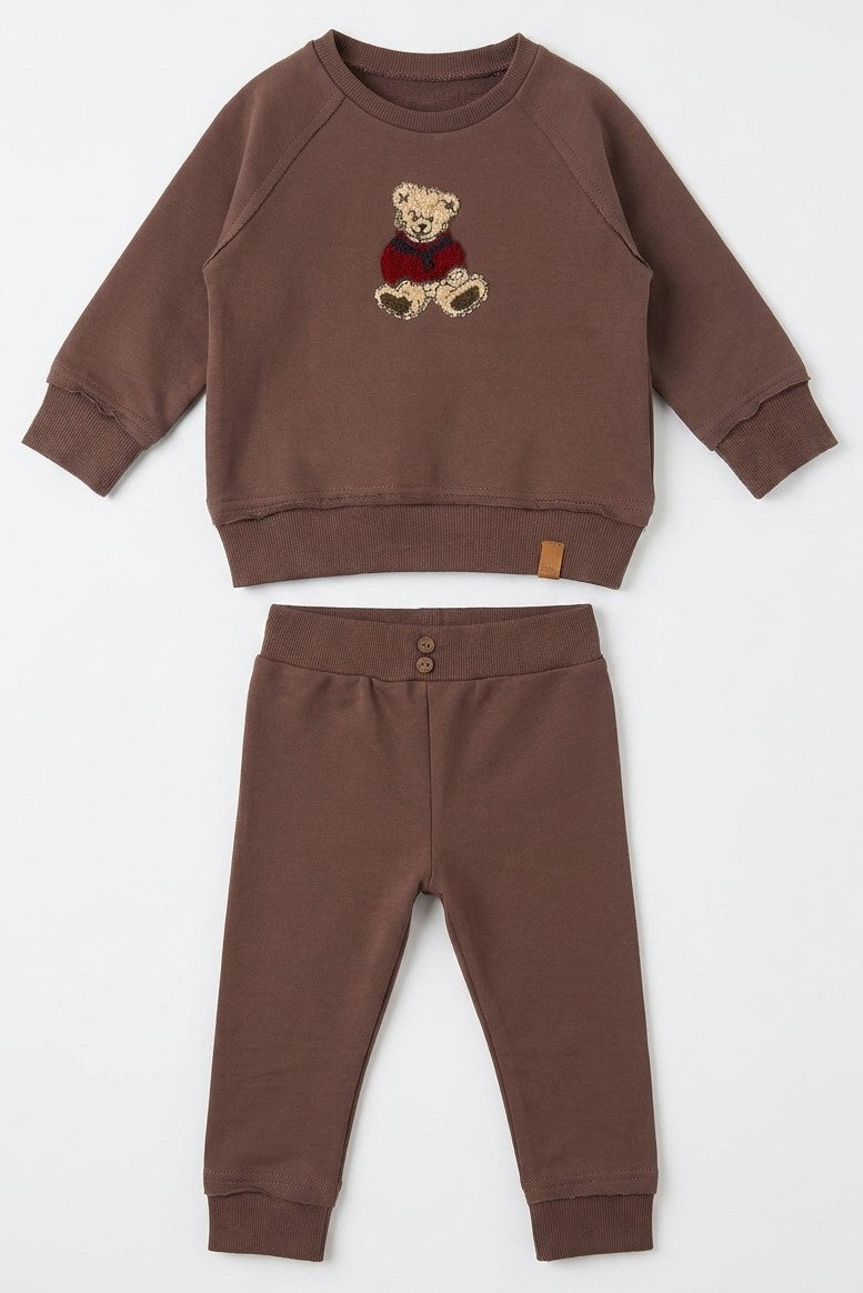 Hook Stitch Bear Sweatshirt & Pant Set