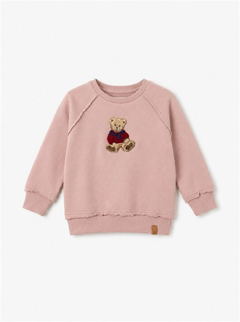 Hook Stitch Bear Sweatshirt in Misty Rose by J'taime +1