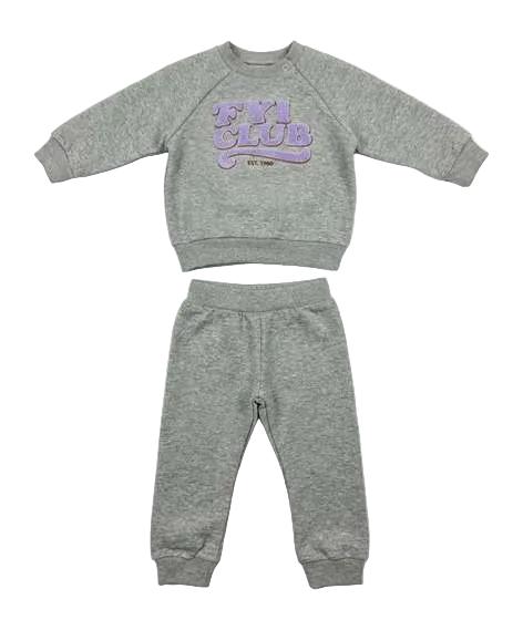 Club Sweatshirt & Pant Set in Grey Mix by FYI
