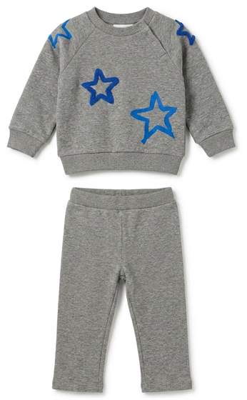 Star Print Sweatshirt & Pants Set in Grey Mix Neon Royal by FYI