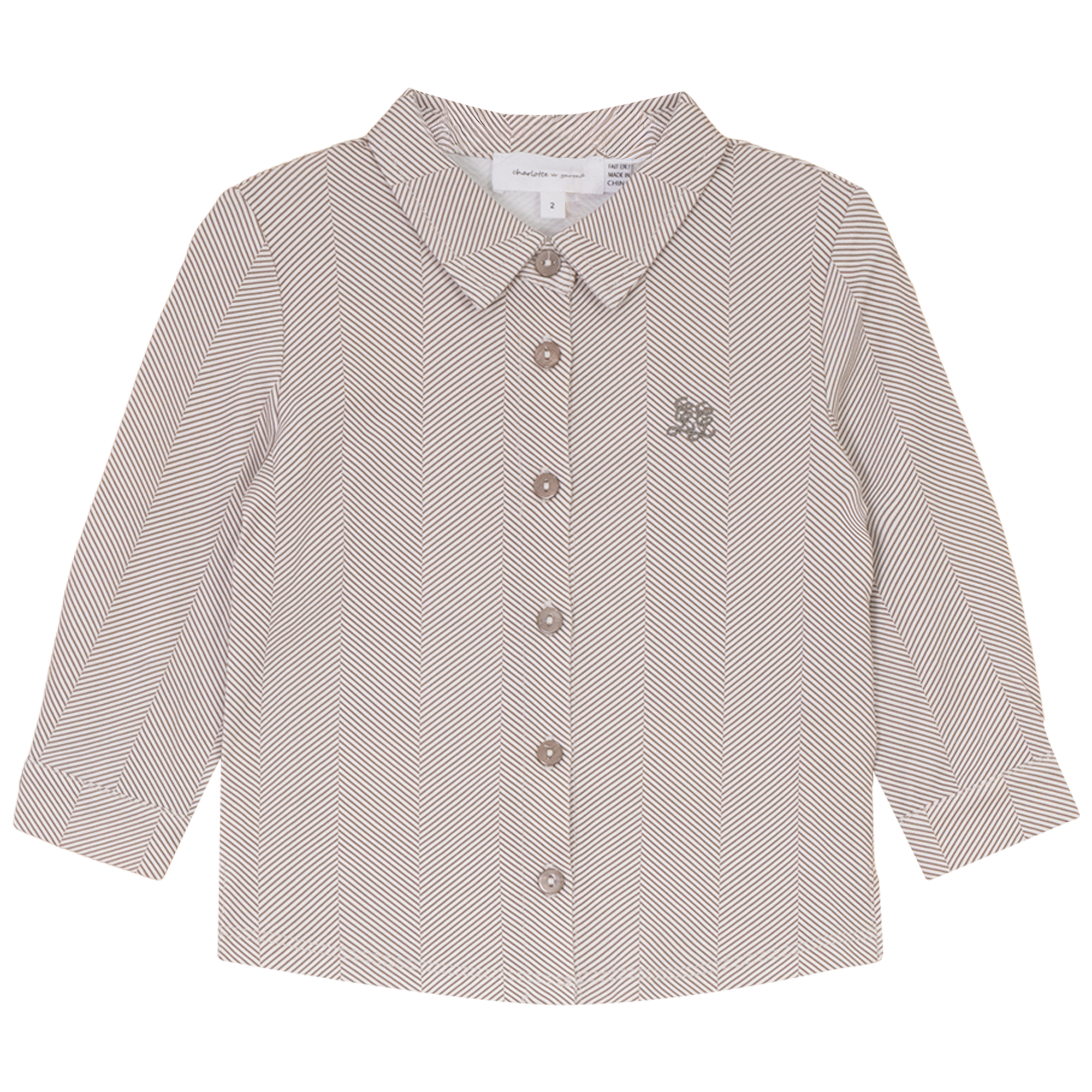 Herringbone Print Button-Down Shirt in Chocolate by Charlotte & George